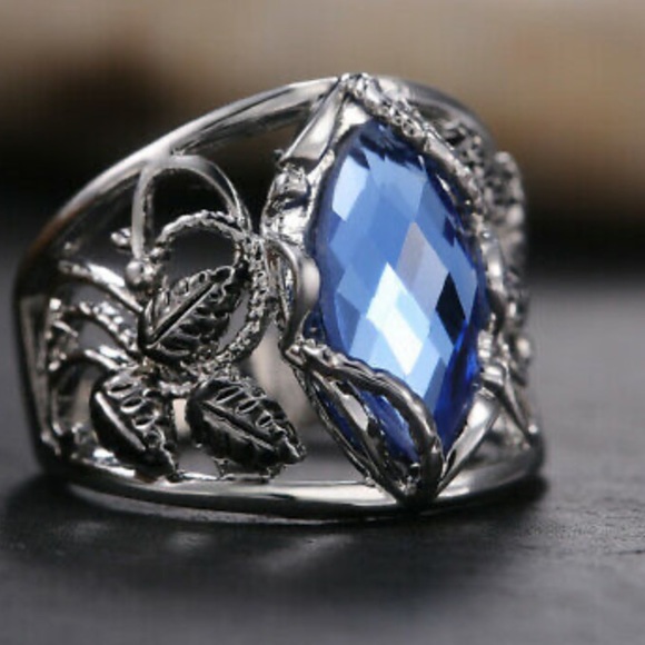 NEW 925 Sterling Silver Blue Stone Ring - Picture 11 of 14